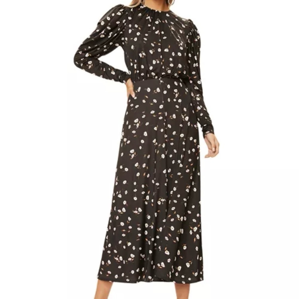 AFRM Zane Noir Spring Floral Open Back Midi Dress Size XS - Picture 2 of 15